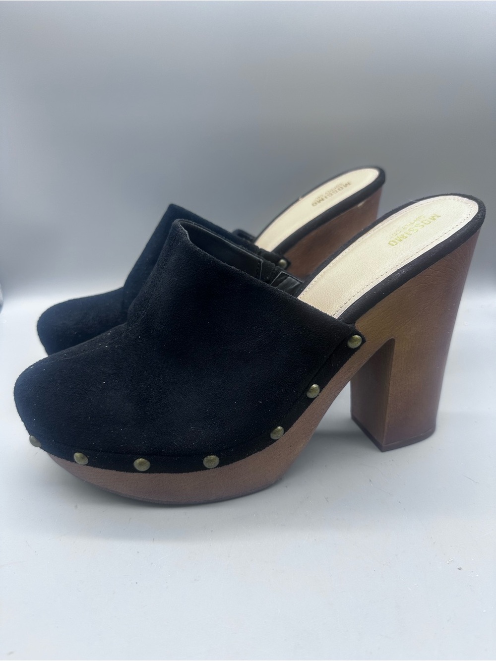 Mossimo Supply Co. Black faux Suede Platform Clog Mules with Stud Accents